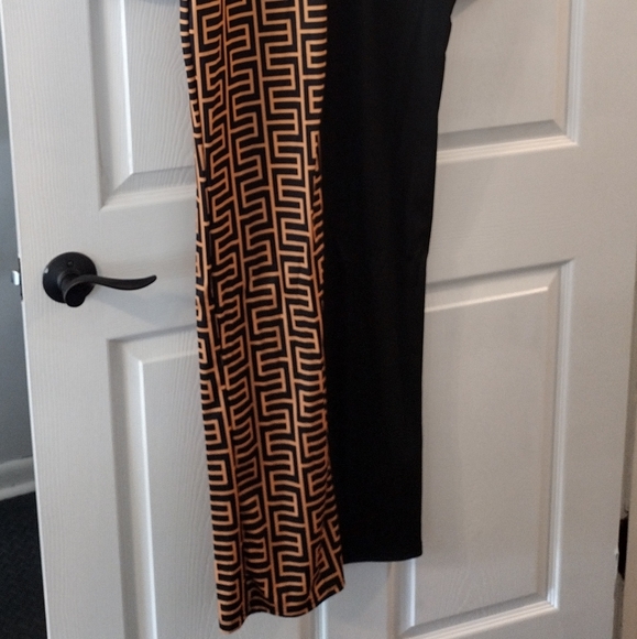 Print Contrast long straight dress - Picture 3 of 6